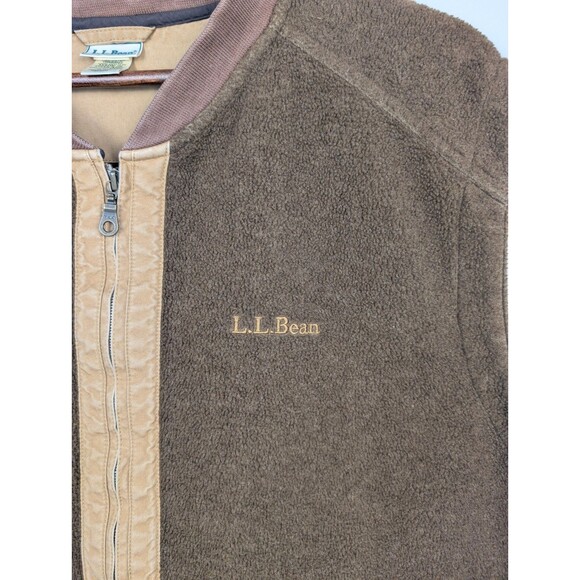 L.L. Bean Men's Vest XXL Brown Full Zip Sweater Fleece Hiking Outdoors Y2K 90's - Picture 4 of 14